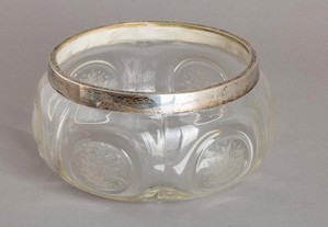 Taça em cristal com aro em prata portuguesa antiga