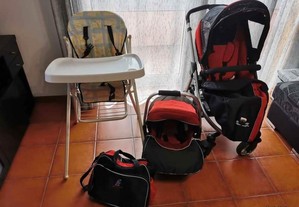 Conjunto carrinho bebé e baby coc + cadeira de refeições