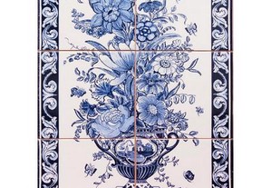 NOVO Painel Jarra com Flores Azul Branco 45x30 cm