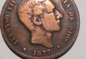 Moeda de 10 Cêntimos 1877 Espanha