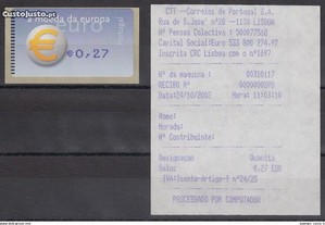 Selo Portugal 2002-Etiquetas EURO Afinsa 23A MNH