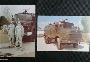 2 postais de viaturas de combate incêndio da Base Aérea N 1