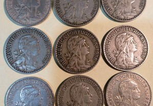 1 escudo 1958 - 9 moedas bem conservadas.
