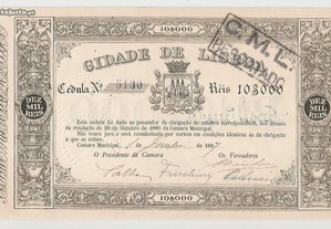 Espadim - Cédula de 10.000 Reis de 1886 - Lisboa