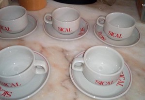5 chávenas e 5 pires da Sical.