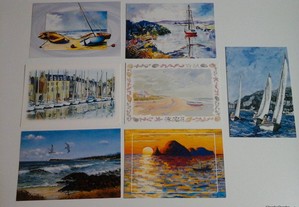 Conjunto de 7 postais tema: Mar e Barcos, novos!