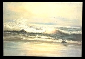 Tela/painel com impressão de pintura de mar