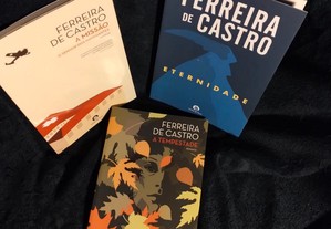 Três livros de Ferreira de Castro. Excelente estado. Nunca lidos.