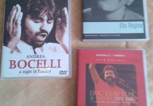 DVD musicais ANDREA Bocelli+ELIS Regina+ERIC Clapton, mais Oferta