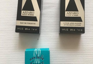 Várias miniaturas de perfume da Azzaro