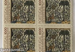 Quadra de selos novos de 10$00 - 5 séculos do Azulejo em Portugal - 1982