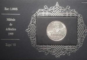 Moeda prata 1000$00 Milénio do Atlântico Expo98 - Portugal - 1999