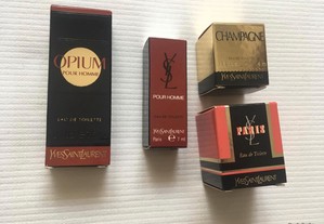 Várias miniaturas de perfume da Yves Saint Laurent