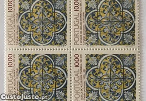 Quadra de selos novos de 10$00 - 5 séculos do Azulejo em Portugal - 1982