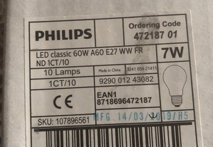 Lâmpadas LED de 7 e 8 Watts, casquilho normal ( E 27 )também Spots em redondo ainda nas caixa