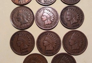 Moedas Indian Head Cent 1906 EUA, circuladas
