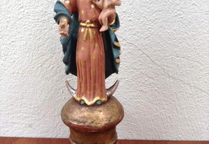 Imagem Nossa Senhora em madeira c/menino base lisa