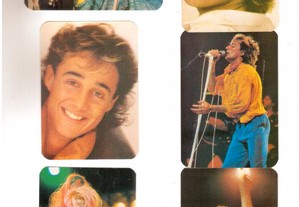 Coleção completa e numerada de 12 calendários sobre Cantores de Rock 1985