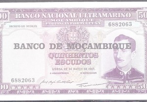 Nota Moçambique 500 Escudos 1967 Nunca Circulou