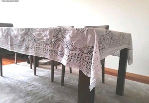 Toalha de mesa em crochet e bordados à mão+11guard
