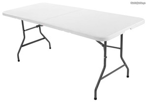 mesa dobrável, nova em caixa, branca, 180 x 75 cm