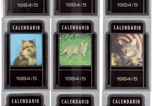 Coleção completa e numerada de9 calendários sobre animais 1984 / 1985