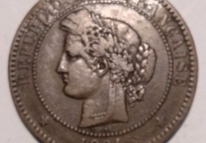 Moeda 10 Cêntimos 1891 França deusa Cérès