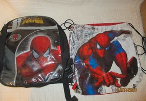 Pequena mochila e saco p/ criança do homem-aranha