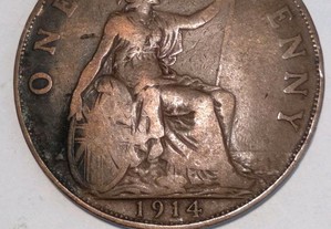 Moeda de 1 Penny 1914 Inglaterra