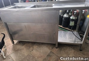 Bancada Inox Industrial 2 Pias de Lavagem