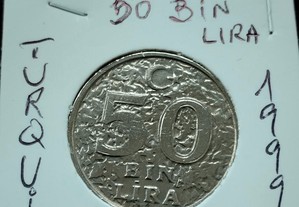 Moeda de 50 Bin Lira de 1999 da Turquia MBC
