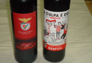 Duas garrafas de vinho do Benfica