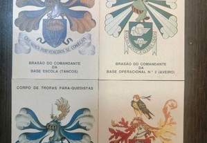 4 calendários com os brasões dos comandantes do Corpo de tropas Páraquedistas uma emissão de 1989