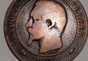 Moeda de 10 Cêntimos 1856 França tempo de Napoleão