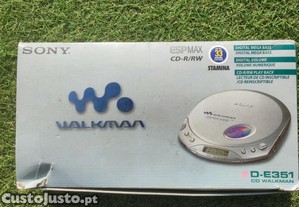 Sony D-E351 Leitor de CD Portátil Com Caixa, Manuais e Carregador