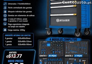 Carro 147 Ferramentas 7 Gavetas Azul/Preto Stilker
