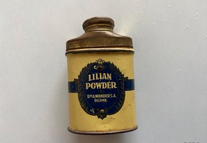 Mini frasco de pó de talco antigo Lilian (ctt grátis)