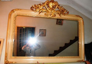 Espelho Lacado Talha Portuguesa Com Florão Séc XIX