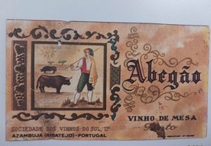 Rótulo de Vinho Tinto Abegão - Sociedade de Vinhos do Sul: anos 50-60