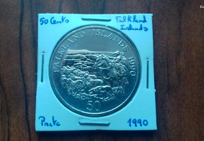 Moeda 50 Cents Falkland Islands 1990