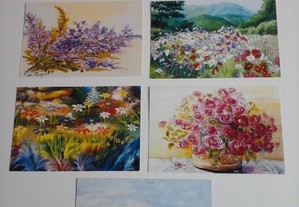 Conjunto de 7 postais tema: Flores (colecção 1)