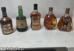 Conj. 5 garrafas de whisky
