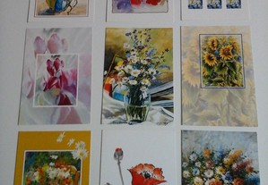 Conjunto de 9 postais tema: Flores (colecção 2)