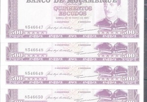 Notas Moçambique 500 Escudos 1967 Nu.Seguida