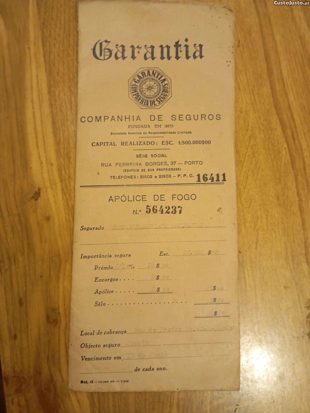 Documentos Vintage 1950/Seguros Garantia