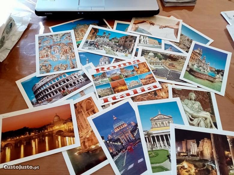 Conjunto com 22 postais de Roma