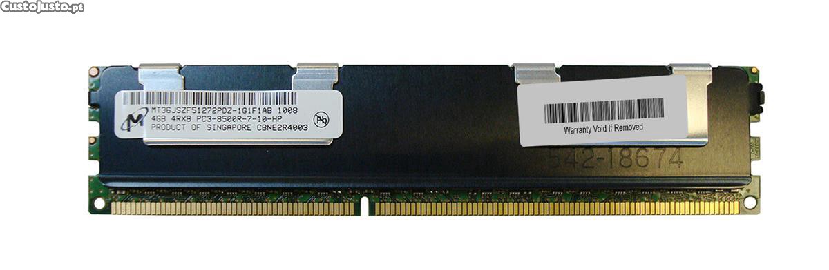 Memoria RAM MT36JSZF51272PDZ-1G1F1 Micron 4GB Pc3-8500 DDR3-1066MHz Ecc registrado CL7 240-Pin Dimm
