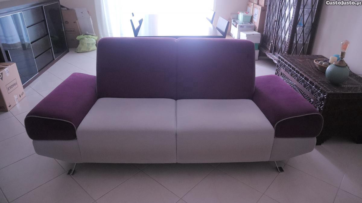 Sofá de 2 Lugares - Roxo com Assentos Claros