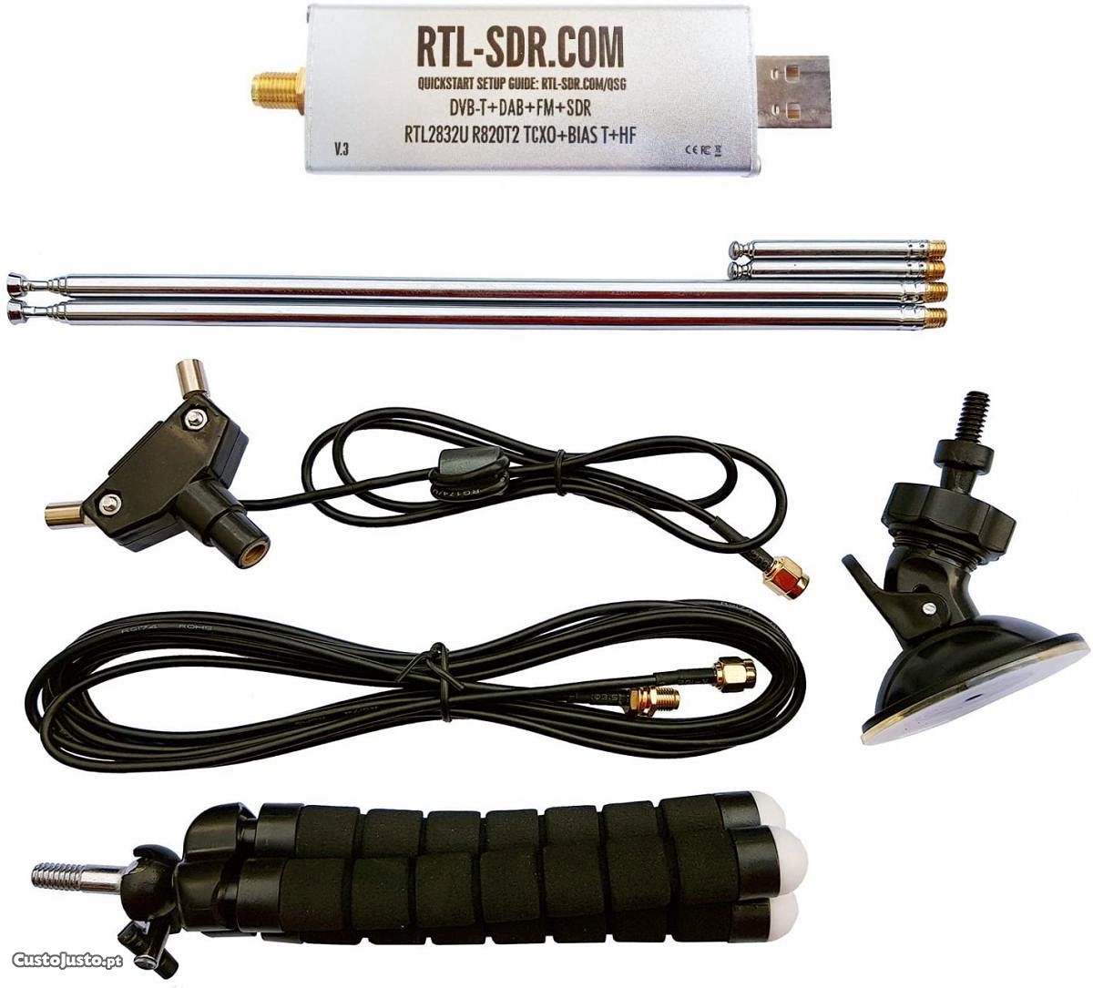 RTL-SDR Blog V3 + conjunto de antena dipolo multifuncional