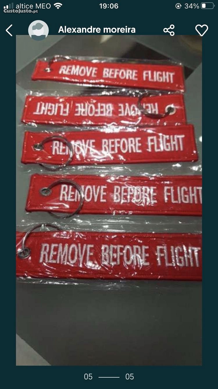 Portas chaves aviação Remove Before Flight várias cores